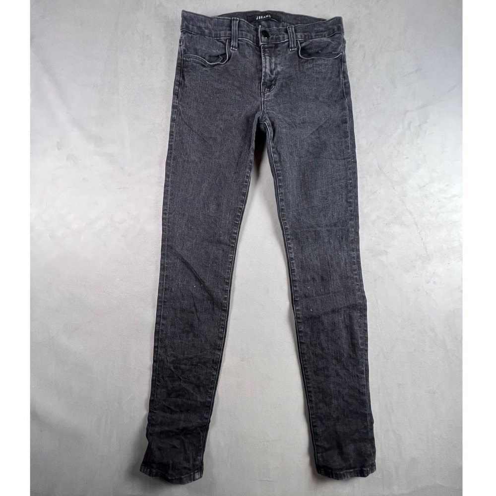 J Brand Womens Skinny Jeans Faded Black Mid Rise Denim Pants 5-Pocket Slim Fit